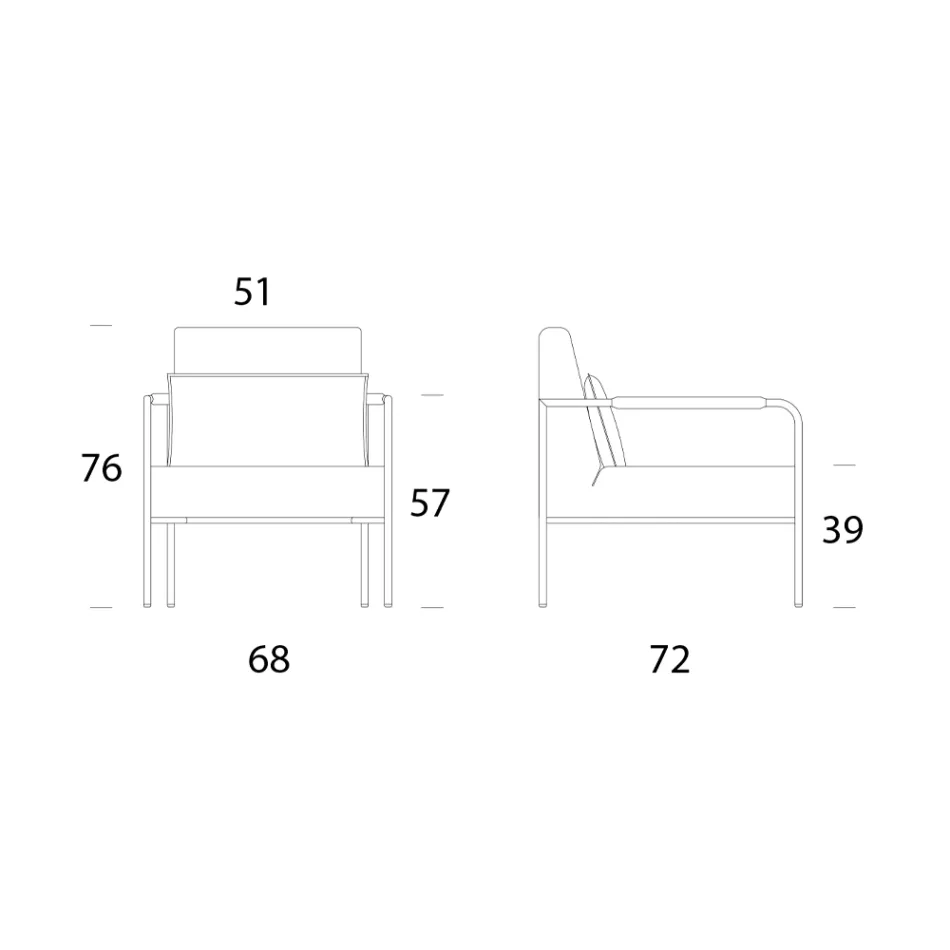 Poltrona de metal e assento de couro ecológico Fabricado na Itália - Menta Viadurini