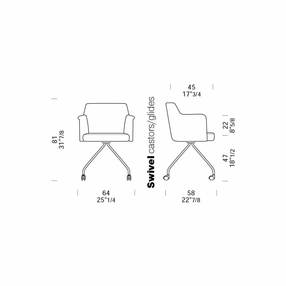 Poltrona giratória de escritório com rodas e apoios de braços Made in Italy - Felix Viadurini