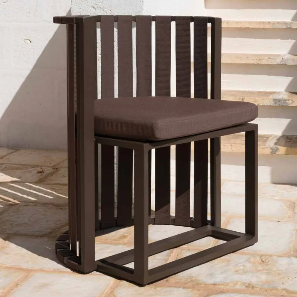 Poltrona de jantar ao ar livre em cordas de alumínio e design luxuoso - Julie Viadurini