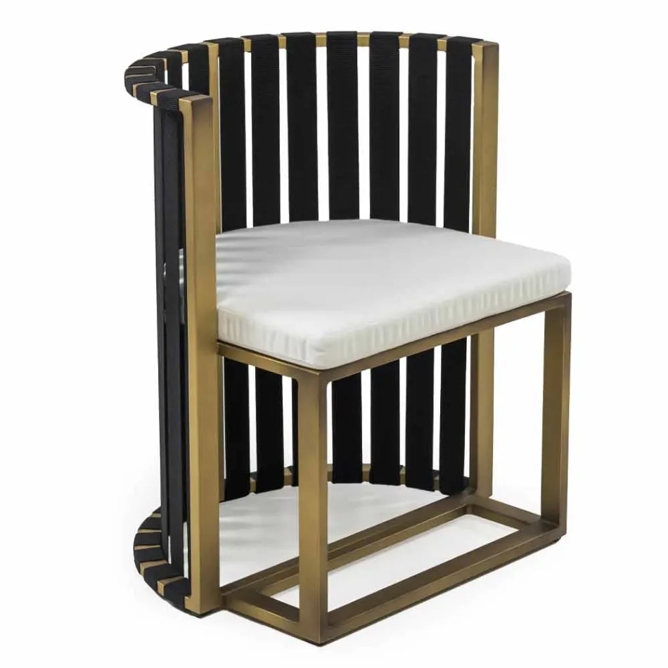 Poltrona de jantar ao ar livre em cordas de alumínio e design luxuoso - Julie Viadurini