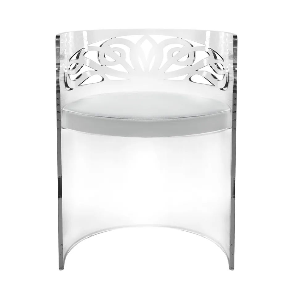 Poltrona Caelia em acrílico transparente com assento acolchoado, fabricada na Itália. Viadurini