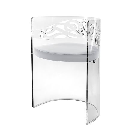 Poltrona Caelia em acrílico transparente com assento estofado, fabricada na Itália. Viadurini