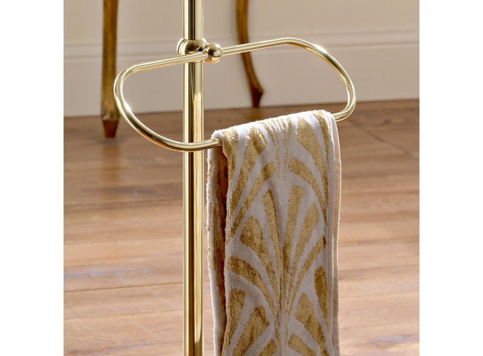 Porta-toalhas de chão com saboneteira vintage em latão e cerâmica - Rouen Viadurini