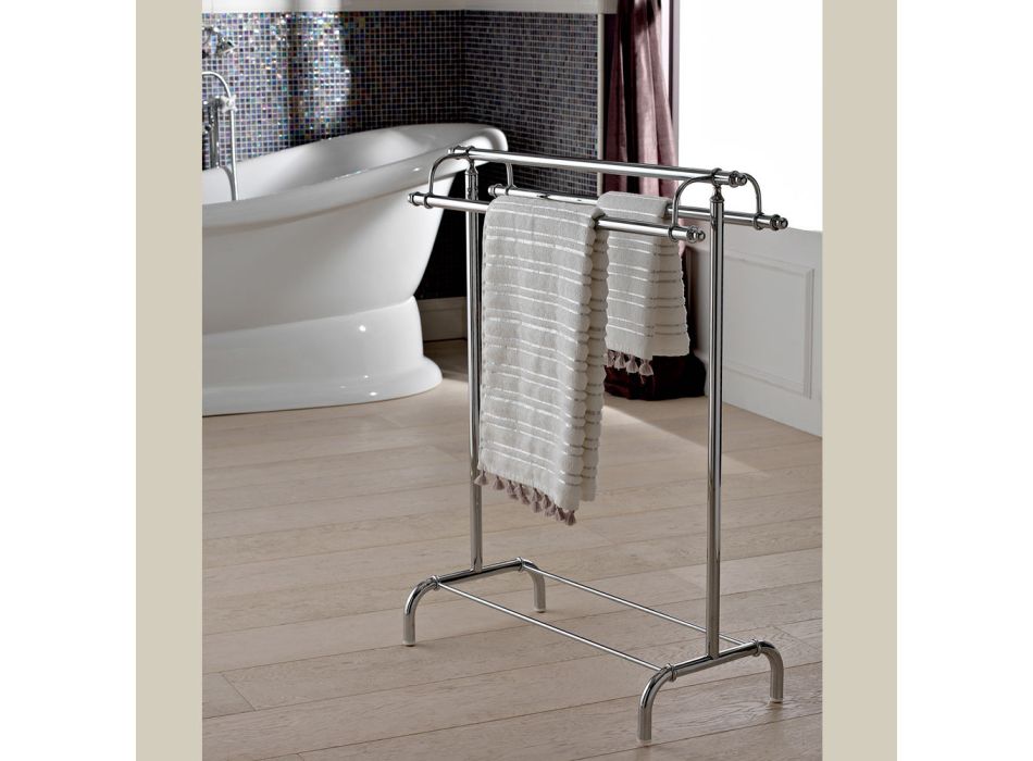 Porta-toalhas de piso de latão estilo vintage fabricado na Itália - Umaima Viadurini