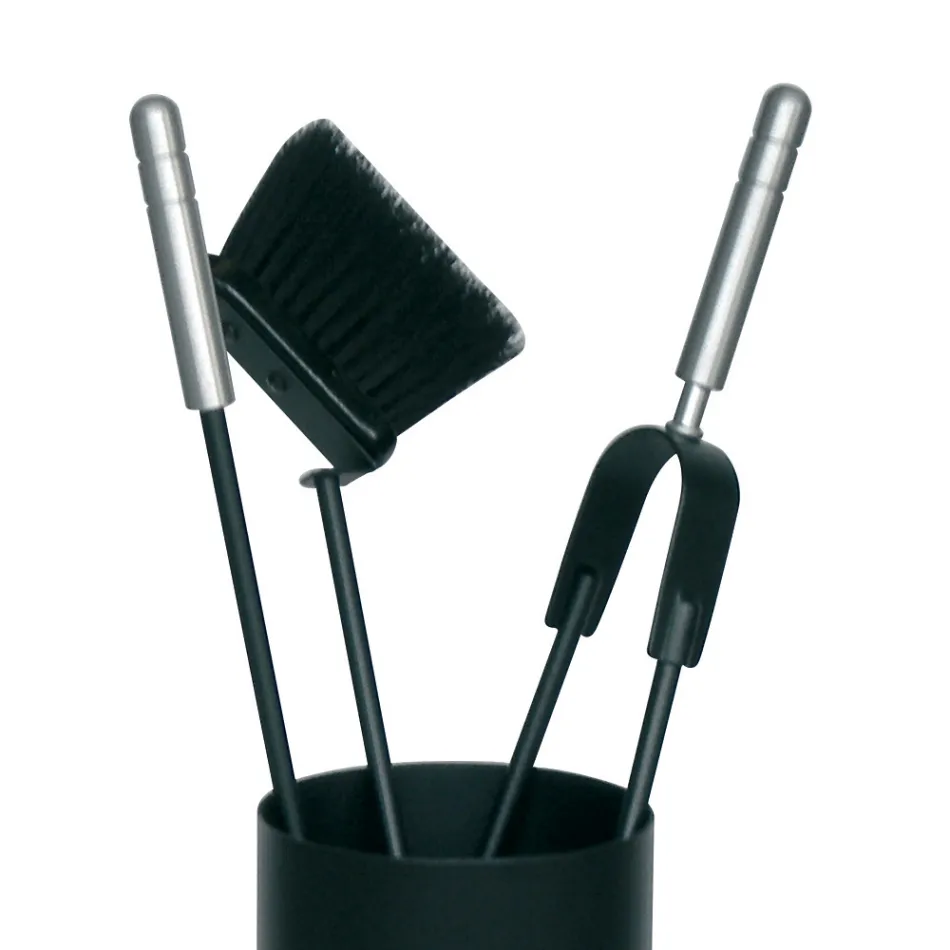 Porta-ferramentas com 3 ferramentas para cuidar da lareira Made in Italy - Cuscus Viadurini