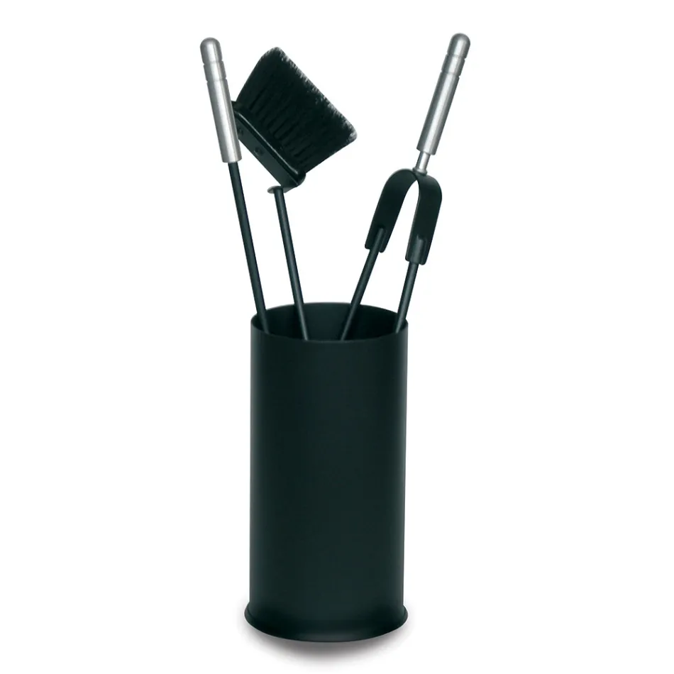 Porta-ferramentas com 3 ferramentas para cuidar da lareira Made in Italy - Cuscus Viadurini