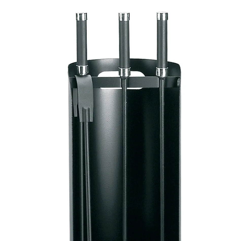 Porta-ferramentas com 3 ferramentas de metal para lareira fabricadas na Itália - Bazar Viadurini