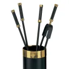 Porta-ferramentas com 4 acessórios para lareira incluídos Fabricado na Itália - Snake Viadurini