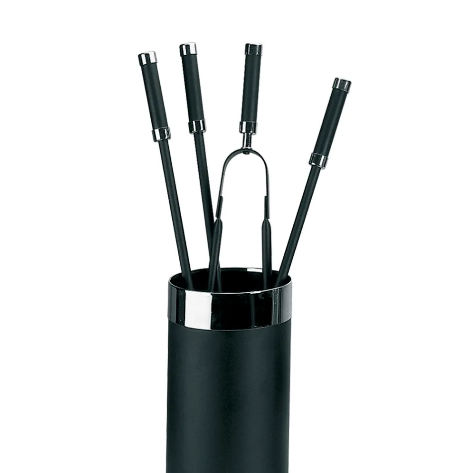 Porta-ferramentas com 4 acessórios para lareira incluídos Fabricado na Itália - Snake Viadurini