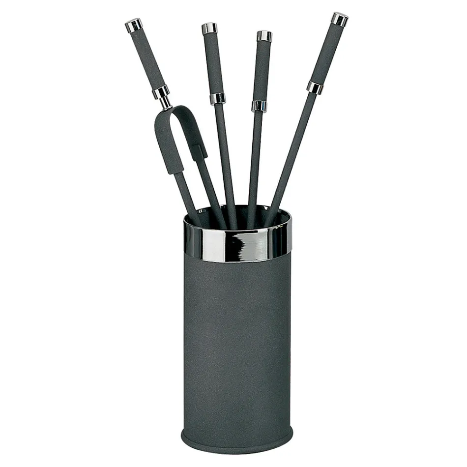 Porta-ferramentas com 4 acessórios para lareira incluídos Fabricado na Itália - Snake Viadurini