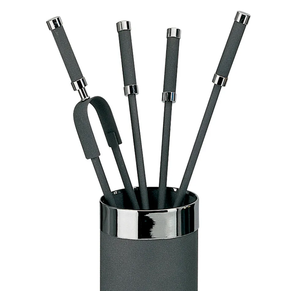 Porta-ferramentas com 4 acessórios para lareira incluídos Fabricado na Itália - Snake Viadurini