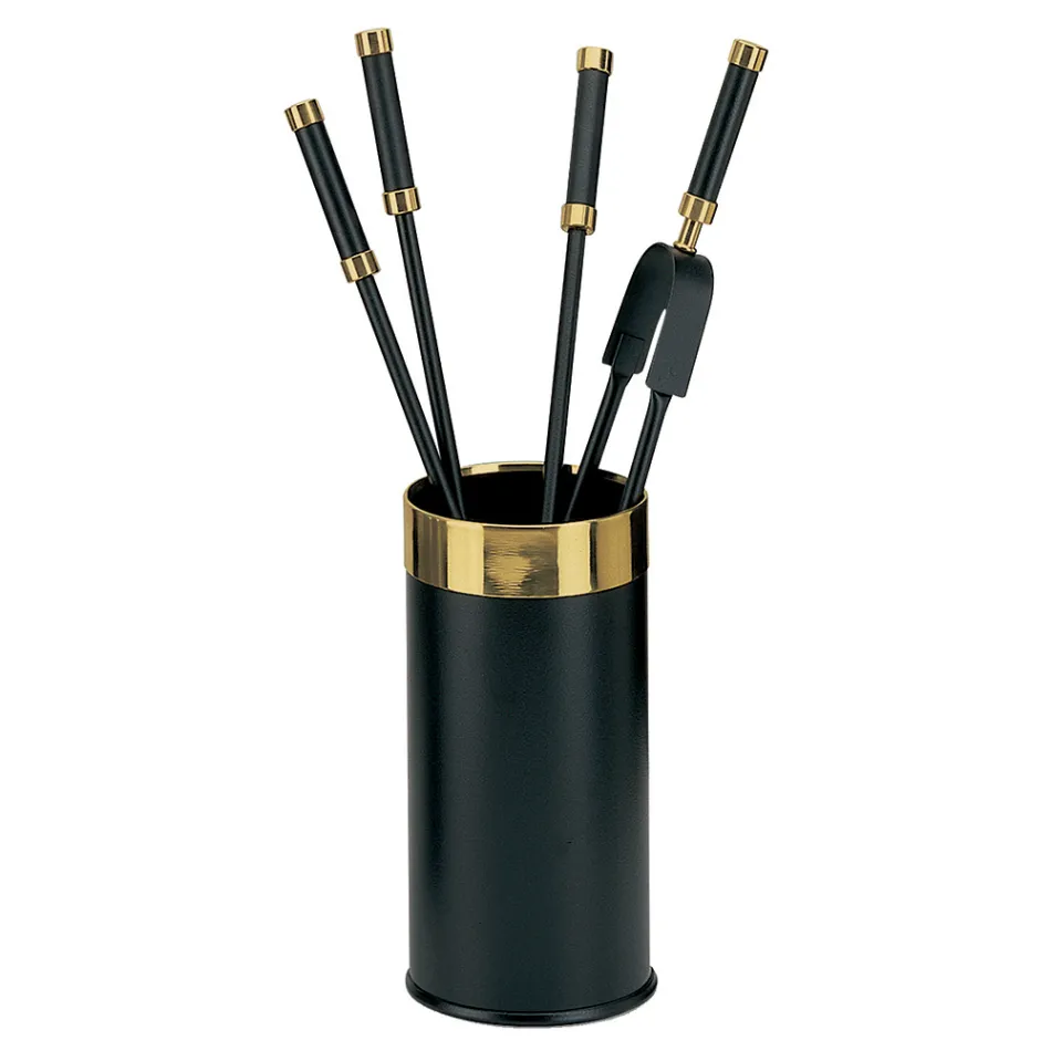 Porta-ferramentas com 4 acessórios para lareira incluídos Fabricado na Itália - Snake Viadurini