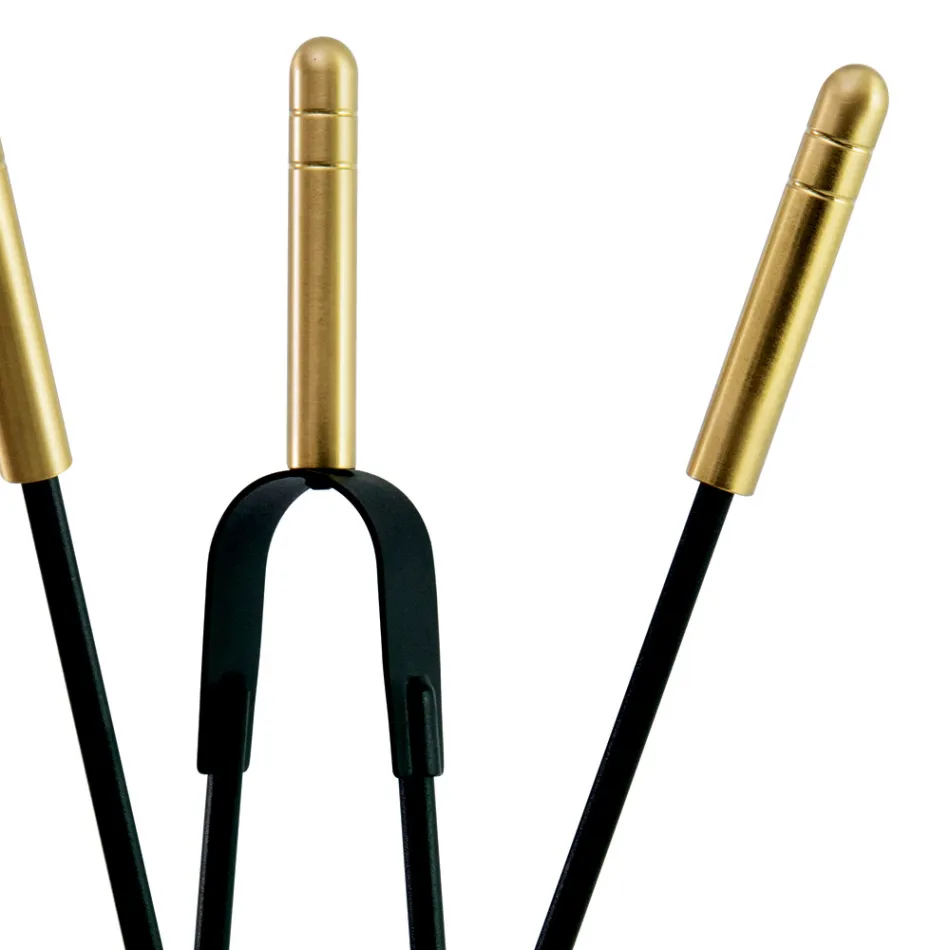 Porta-ferramentas com 4 ferramentas para cuidar da lareira fabricadas na Itália - Fakir Viadurini