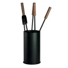 Porta-ferramentas com 4 ferramentas para cuidar da lareira fabricadas na Itália - Fakir Viadurini