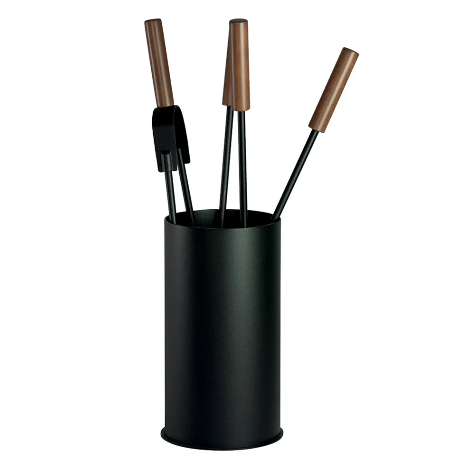 Porta-ferramentas com 4 ferramentas para cuidar da lareira fabricadas na Itália - Fakir Viadurini