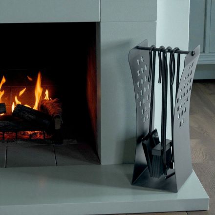 Porta-ferramentas de linhas modernas em metal e 4 ferramentas fabricadas na Itália - Maiko Viadurini