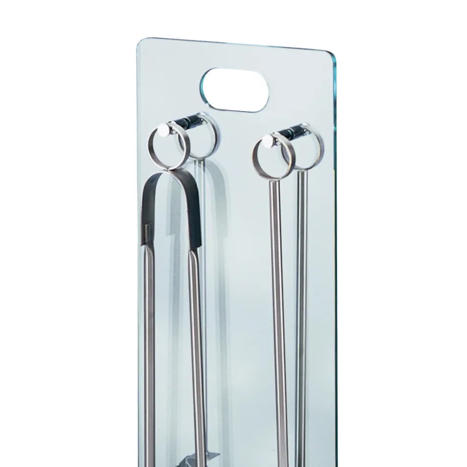 Porta-ferramentas de cristal temperado com 4 acessórios fabricados na Itália - Zebra Viadurini