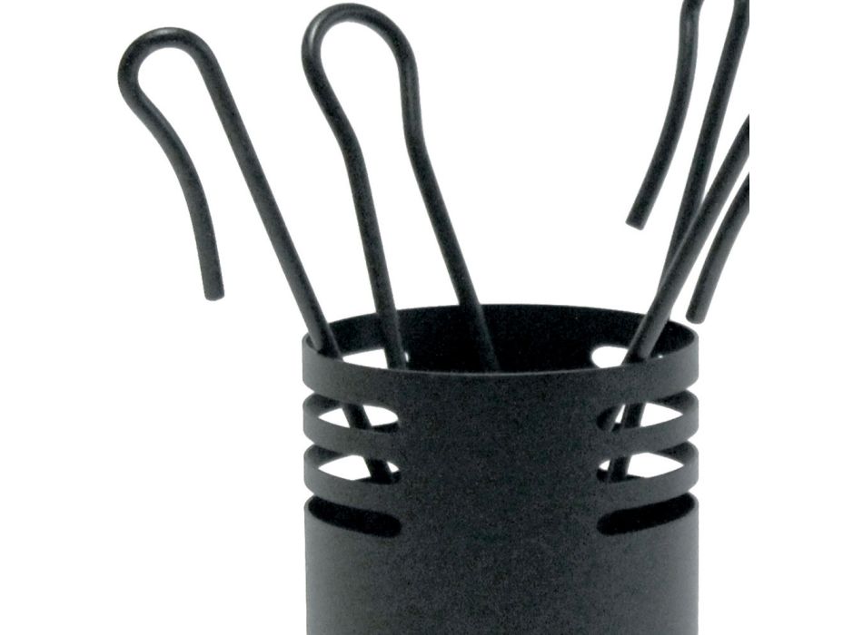 Porta-ferramentas para lareira com 4 ferramentas de metal fabricado na Itália - Baobá Viadurini