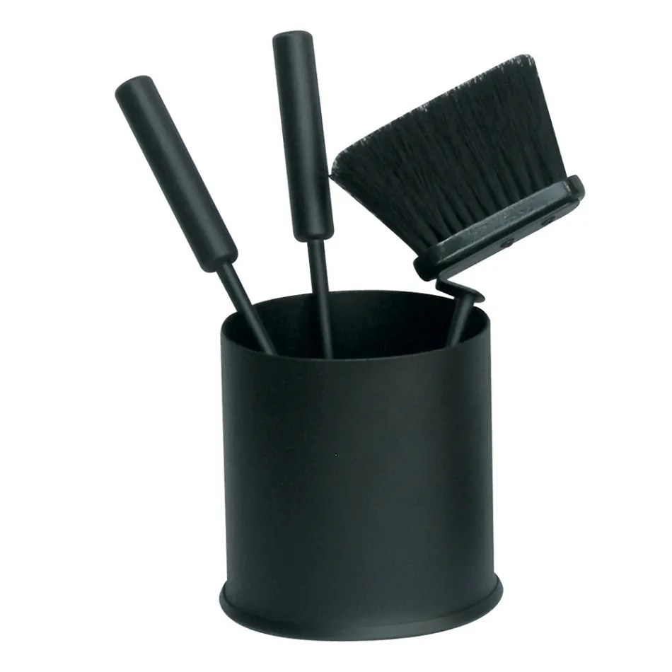 Porta-ferramentas redondo com 3 ferramentas para lareira fabricado na Itália - Gengibre Viadurini