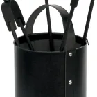 Porta-ferramentas redondo em couro sintético com alça e 4 acessórios fabricados na Itália - Pombo Viadurini