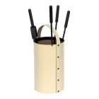 Porta-ferramentas redondo em couro sintético com alça e 4 acessórios fabricados na Itália - Pombo Viadurini