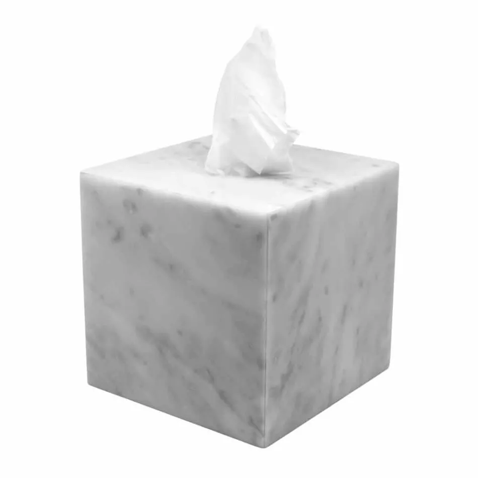 Porta-Lenços Moderno em Mármore Carrara Branco Made in Italy - Rafa Viadurini