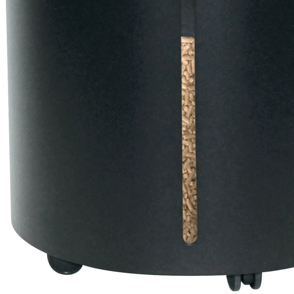 Porta Pellets com Rodas e Tampa em Metal Fabricado na Itália - Stork Viadurini