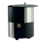 Porta Pellets com Rodas e Tampa em Metal Fabricado na Itália - Stork Viadurini