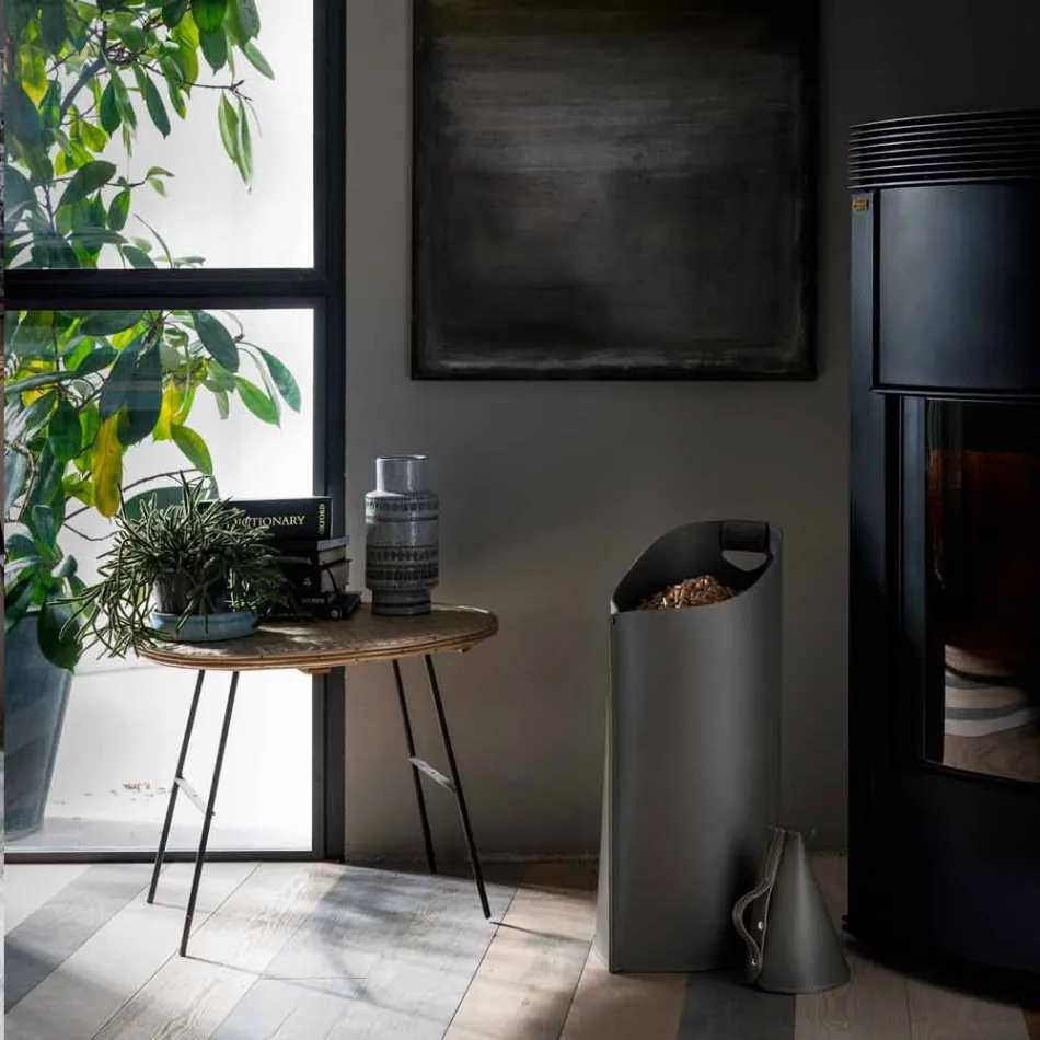 Porta-pellets com sessir interno em couro preto de design Sapir Viadurini