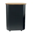 Porta Pellets Metálico com Rodas e Tampa de Madeira Fabricado na Itália - Bisonte Viadurini