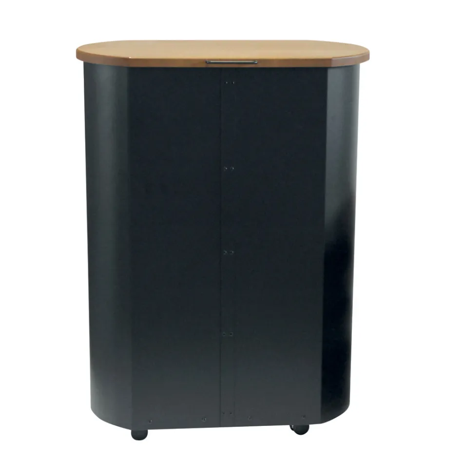 Porta Pellets Metálico com Rodas e Tampa de Madeira Fabricado na Itália - Bisonte Viadurini