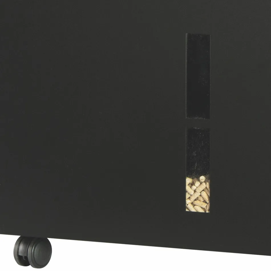 Porta Pellets Metálico com Rodas e Tampa Fabricado na Itália - Gazza Viadurini