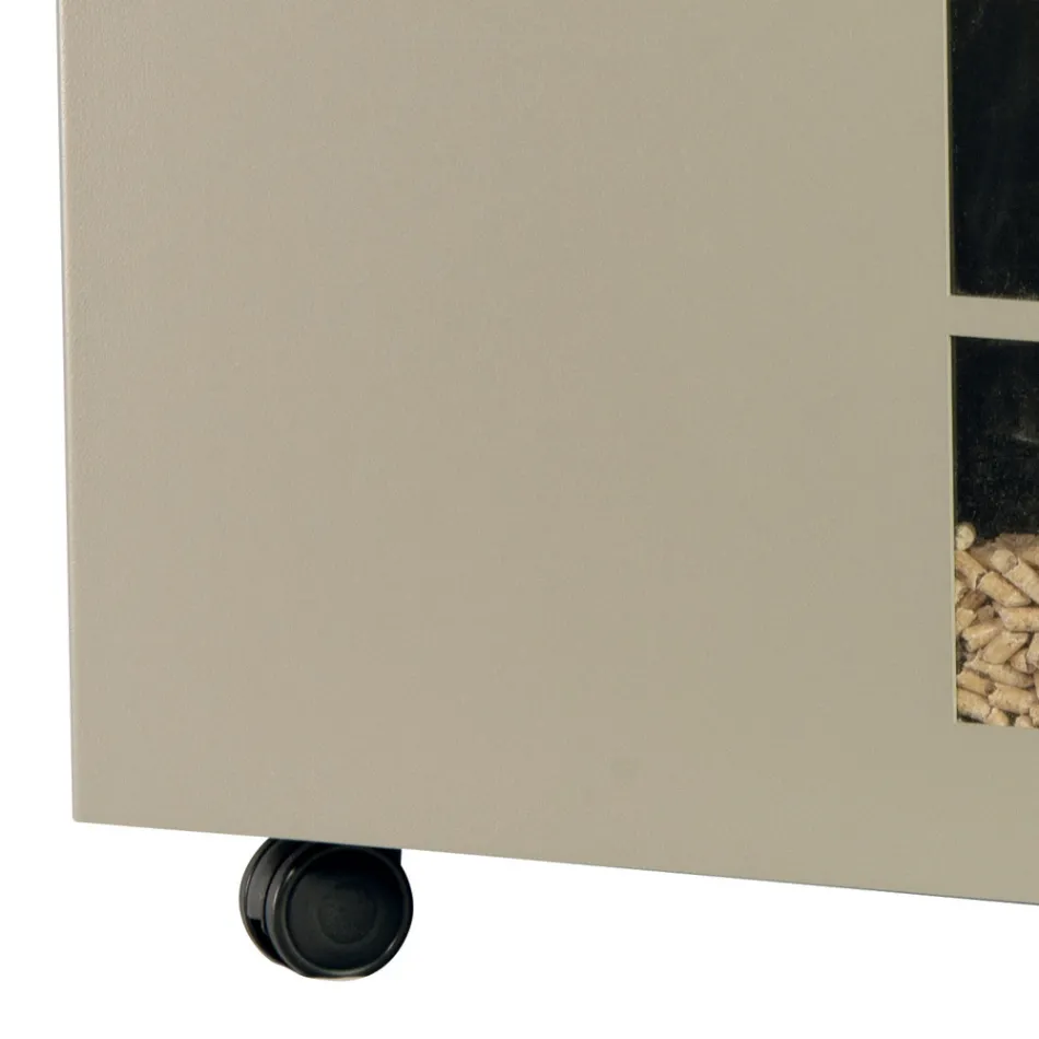 Porta Pellets Metálico com Rodas e Tampa Fabricado na Itália - Gazza Viadurini