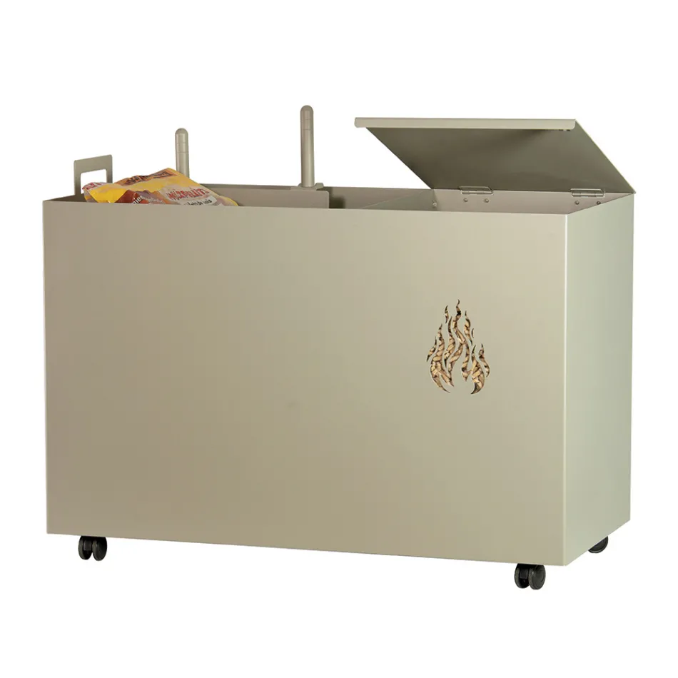 Porta Pellets Retangular de Metal com 4 Rodas Fabricado na Itália - Aquila Viadurini