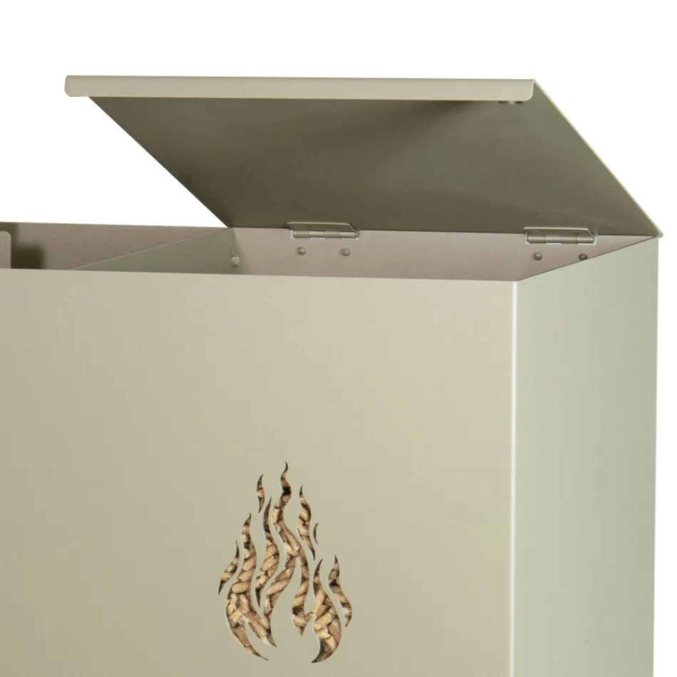 Porta Pellets Retangular de Metal com 4 Rodas Fabricado na Itália - Aquila Viadurini