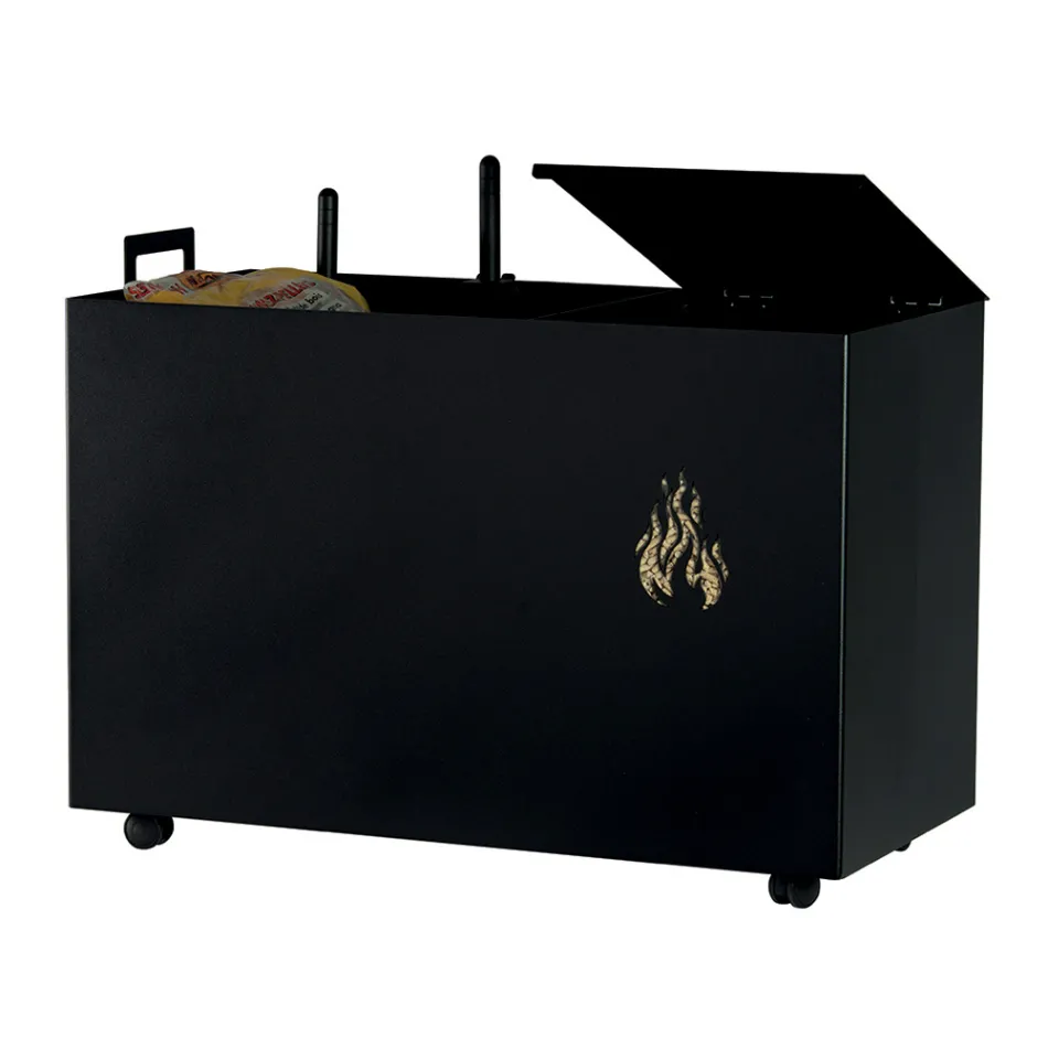 Porta Pellets Retangular de Metal com 4 Rodas Fabricado na Itália - Aquila Viadurini