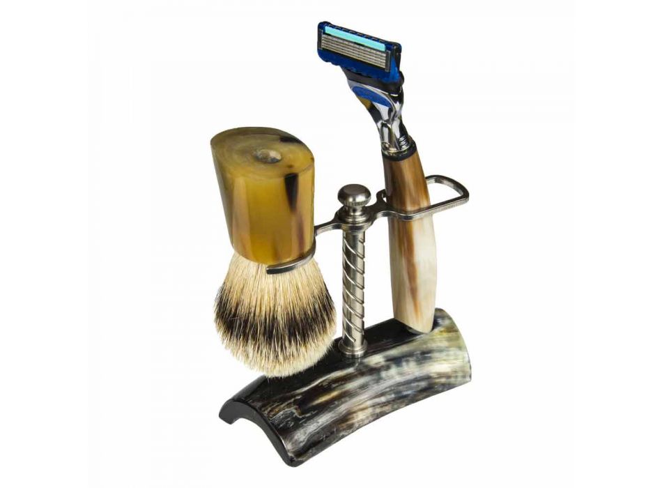 Porta-lâmina e pincel de barbear feito à mão na Itália - Diplo Viadurini
