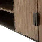 Móvel de TV para sala em madeira de abeto e ferro cinza com 2 portas - Cooper Viadurini