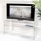 Suporte de TV para sala de estar em Plexiglass transparente Made in Italy - Giuliette Viadurini