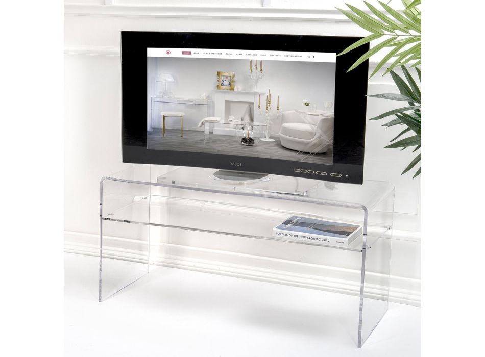 Suporte de TV para sala de estar em Plexiglass transparente Made in Italy - Giuliette Viadurini