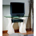 Made in Italy TV mesa feita de pedra natural Vicenza e cristal Khloe