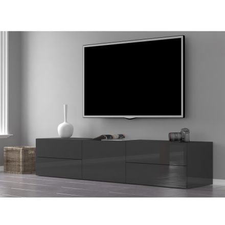 Suporte de TV para sala de estar em madeira branca ou brilhante design antracite 2 tamanhos - Yolanda Viadurini