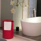 Cesto de roupa cilíndrico em couro artesanal regenerado Roby Viadurini