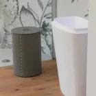 Cesto de roupa cilíndrico em couro artesanal regenerado Roby Viadurini