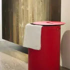 Cesto de roupa cilíndrico em couro artesanal regenerado Roby Viadurini