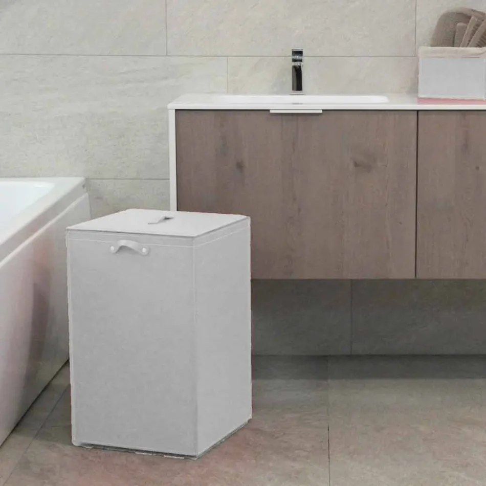 Cesto de roupa de couro com base quadrada David, fabricado na Itália Viadurini