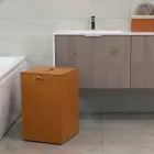 Cesto de roupa de couro com base quadrada David, fabricado na Itália Viadurini