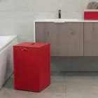 Cesto de roupa de couro com base quadrada David, fabricado na Itália Viadurini