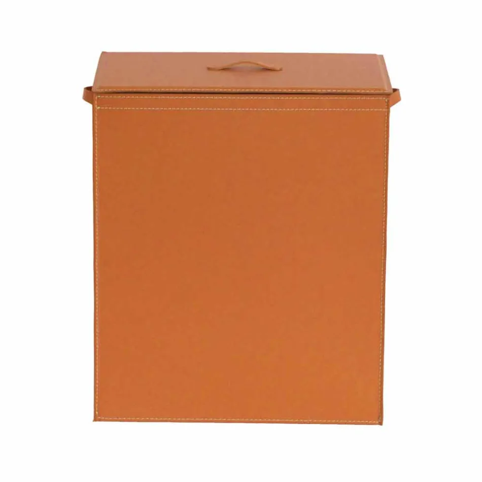 Cesto de roupa em couro com base retangular design Peter Viadurini