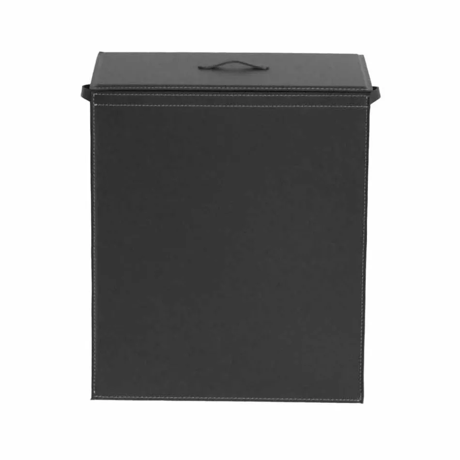 Cesto de roupa em couro com base retangular design Peter Viadurini